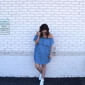Nordstrom chambray off the shoulder dress